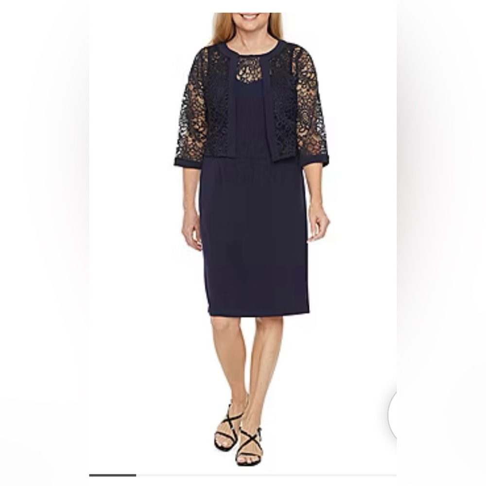 Maya Brooke Embellished
Jacket Dress/size 14/Navy/nwt